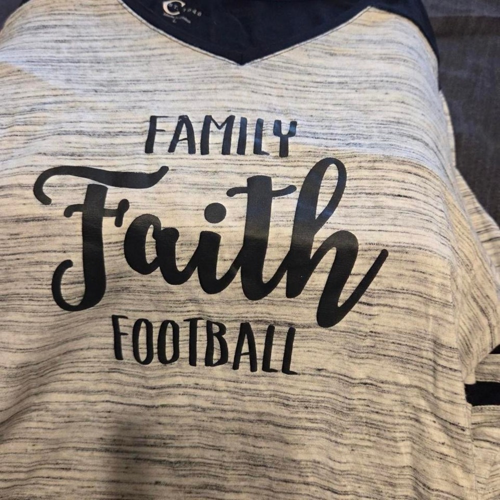 Football Graphic Tee Women Large Grey White Excellent